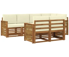 Sekcijos sofų komplektas 6 pcs Natūralus ir grietinėlė