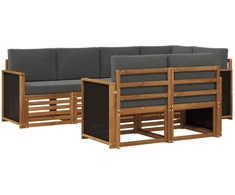 Sekcijos sofų komplektas 6 pcs Natūralus ir antracitas
