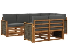 Sekcijos sofų komplektas 6 pcs Natūralus ir antracitas