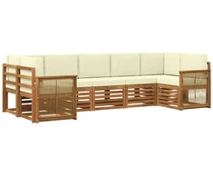 Sekcijos sofų komplektas 6 pcs Natūralus ir grietinėlė