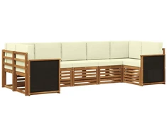 Sekcijos sofų komplektas 6 pcs Natūralus ir grietinėlė