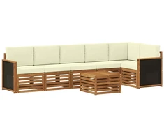 Sekcijos sofų komplektas 6 pcs Natūralus ir grietinėlė