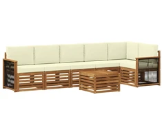 Sekcijos sofų komplektas 6 pcs Natūralus ir grietinėlė