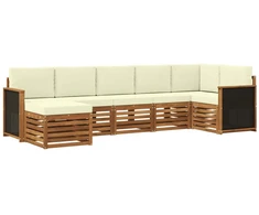 Sekcijos sofų komplektas 6 pcs Natūralus ir grietinėlė