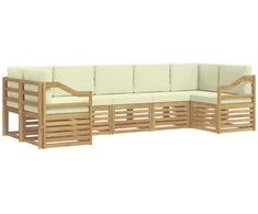 Sekcijos sofų komplektas 7 pcs Balta ir kreminė Poliesteris