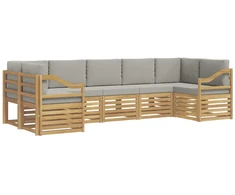 Sekcijos sofų komplektas 7 pcs Balta ir šviesiai pilka