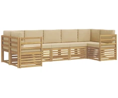 Sekcijos sofų komplektas 7 pcs Balta ir kreminė