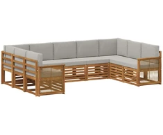 Sekcijos sofų komplektas 7 pcs Natūrali ir šviesiai pilka