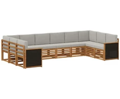 Sekcijos sofų komplektas 7 pcs Natūrali ir šviesiai pilka