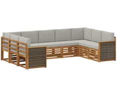 Sekcijos sofų komplektas 7 pcs Natūrali ir šviesiai pilka