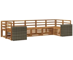Sekcijos sofų komplektas 7 pcs Natūrali Kietos akacijos mediena