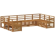 Sekcijos sofų komplektas 7 pcs Natūrali Kietos akacijos mediena