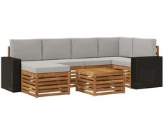 Sekcijos sofų komplektas 7 pcs Natūrali ir šviesiai pilka