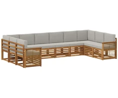 Sekcijos sofų komplektas 7 pcs Natūrali ir šviesiai pilka