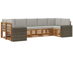 Sekcijos sofų komplektas 7 pcs Natūrali ir šviesiai pilka