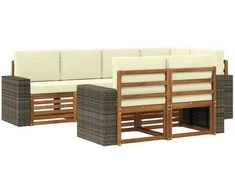 Sekcijos sofų komplektas 7 pcs Natūralus ir grietinėlė