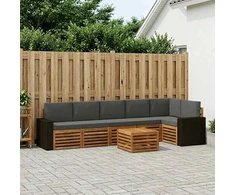 Sekcijos sofų komplektas 7 pcs Natūralus ir antracitas