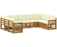 Sekcijos sofų komplektas 7 pcs Natūralus ir grietinėlė