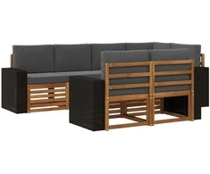 Sekcijos sofų komplektas 7 pcs Natūralus ir antracitas