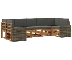 Sekcijos sofų komplektas 7 pcs Natūralus ir antracitas