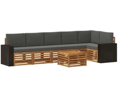 Sekcijos sofų komplektas 7 pcs Natūralus ir antracitas