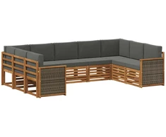 Sekcijos sofų komplektas 7 pcs Natūralus ir antracitas
