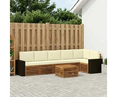 Sekcijos sofų komplektas 7 pcs Natūralus ir grietinėlė