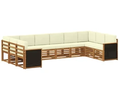 Sekcijos sofų komplektas 7 pcs Natūralus ir grietinėlė