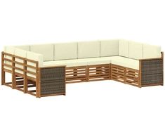 Sekcijos sofų komplektas 7 pcs Natūralus ir grietinėlė