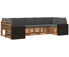 Sekcijos sofų komplektas 7 pcs Natūralus ir antracitas