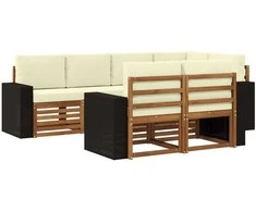 Sekcijos sofų komplektas 7 pcs Natūralus ir grietinėlė