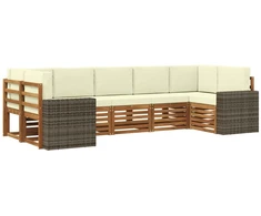 Sekcijos sofų komplektas 7 pcs Natūralus ir grietinėlė