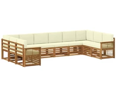 Sekcijos sofų komplektas 7 pcs Natūralus ir grietinėlė