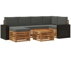 Sekcijos sofų komplektas 7 pcs Natūralus ir antracitas