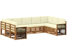 Sekcijos sofų komplektas 7 pcs Natūralus ir grietinėlė