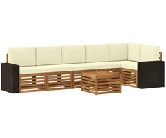 Sekcijos sofų komplektas 7 pcs Natūralus ir grietinėlė