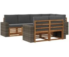 Sekcijos sofų komplektas 7 pcs Natūralus ir antracitas