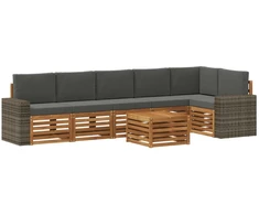 Sekcijos sofų komplektas 7 pcs Natūralus ir antracitas