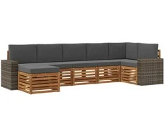 Sekcijos sofų komplektas 7 pcs Natūralus ir antracitas