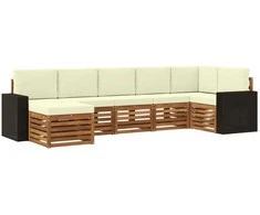 Sekcijos sofų komplektas 7 pcs Natūralus ir grietinėlė