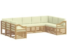Sekcijos sofų komplektas 9 pcs Balta ir kreminė Poliesteris