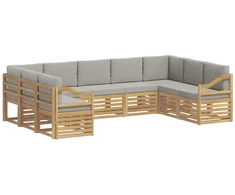 Sekcijos sofų komplektas 9 pcs Balta ir šviesiai pilka