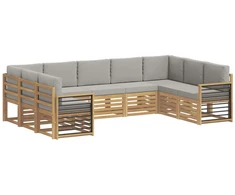 Sekcijos sofų komplektas 9 pcs Balta ir šviesiai pilka