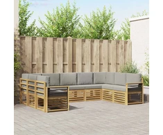 Sekcijos sofų komplektas 9 pcs Balta ir šviesiai pilka