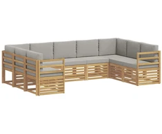 Sekcijos sofų komplektas 9 pcs Balta ir šviesiai pilka