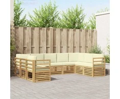 Sekcijos sofų komplektas 9 pcs Balta ir kreminė Poliesteris