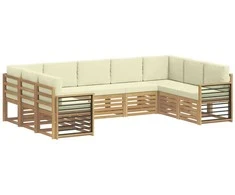 Sekcijos sofų komplektas 9 pcs Balta ir kreminė Poliesteris