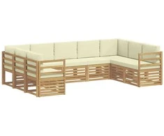 Sekcijos sofų komplektas 9 pcs Balta ir kreminė Poliesteris