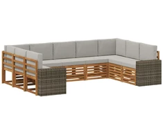 Sekcijos sofų komplektas 9 pcs Natūrali ir šviesiai pilka