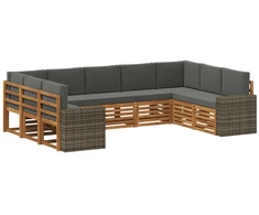 Sekcijos sofų komplektas 9 pcs Natūralus ir antracitas